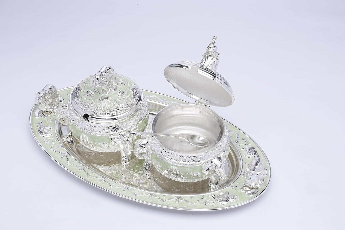 Elegant Round Elephant Sugar Pot Set