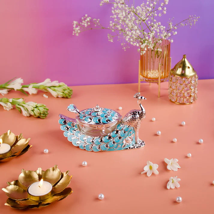 Peacock Feather Sugar Pot