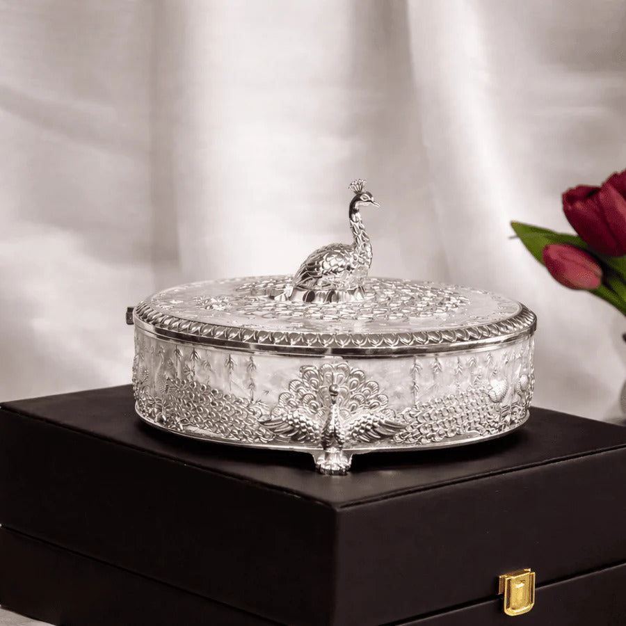 Round Enamel Dry Fruit Box Set with Tray